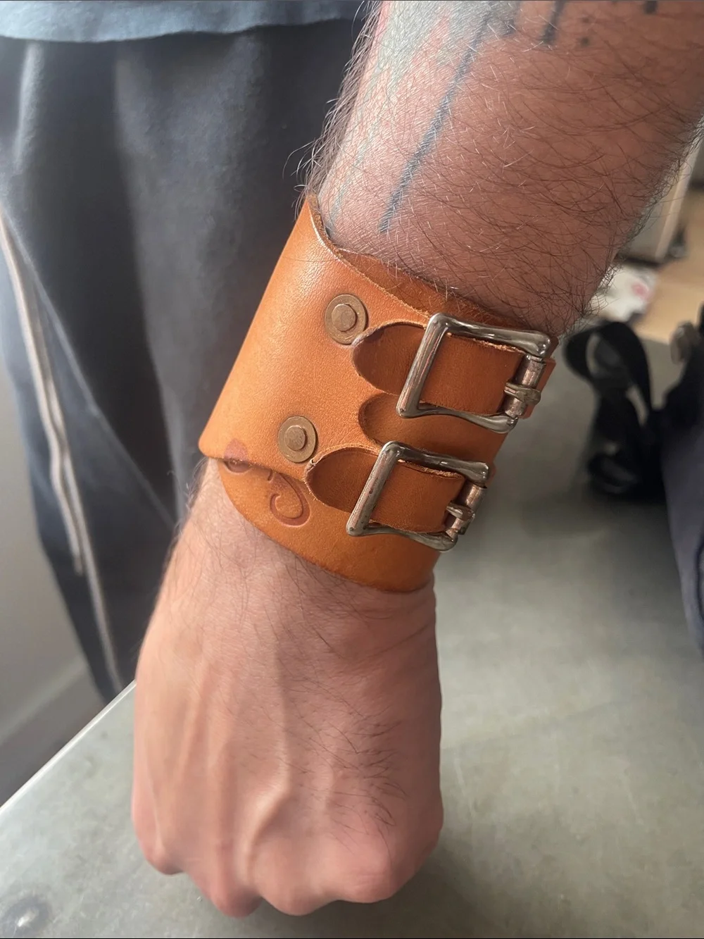 Mister Freedom natural leather cuff bracelet